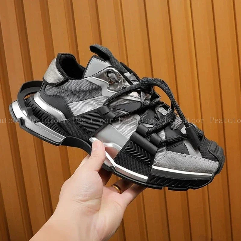 Size 35-46 Women’s and Men’s Sports Shoes High-Quality Patchwork Casual Sneakers Lace-Up Fashion Platform Sports Running Shoes Hot