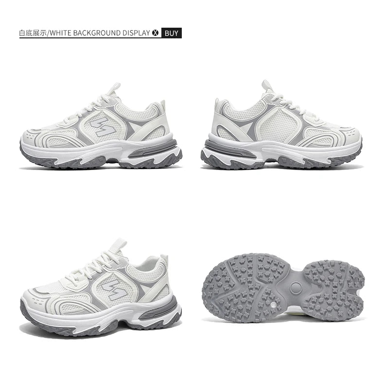 Unisex Trendy Chunky Dad Sneakers Silver Black Retro Couple Breathable Mesh Casual Platform Shoes