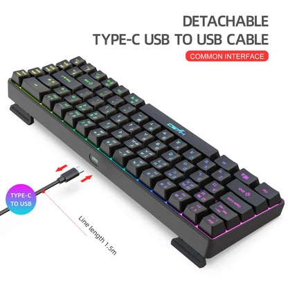 68 Keys Gaming Keyboard USB Wired Portable 20 RGB Backlight Korean Keyboard for Windows Laptops Computer