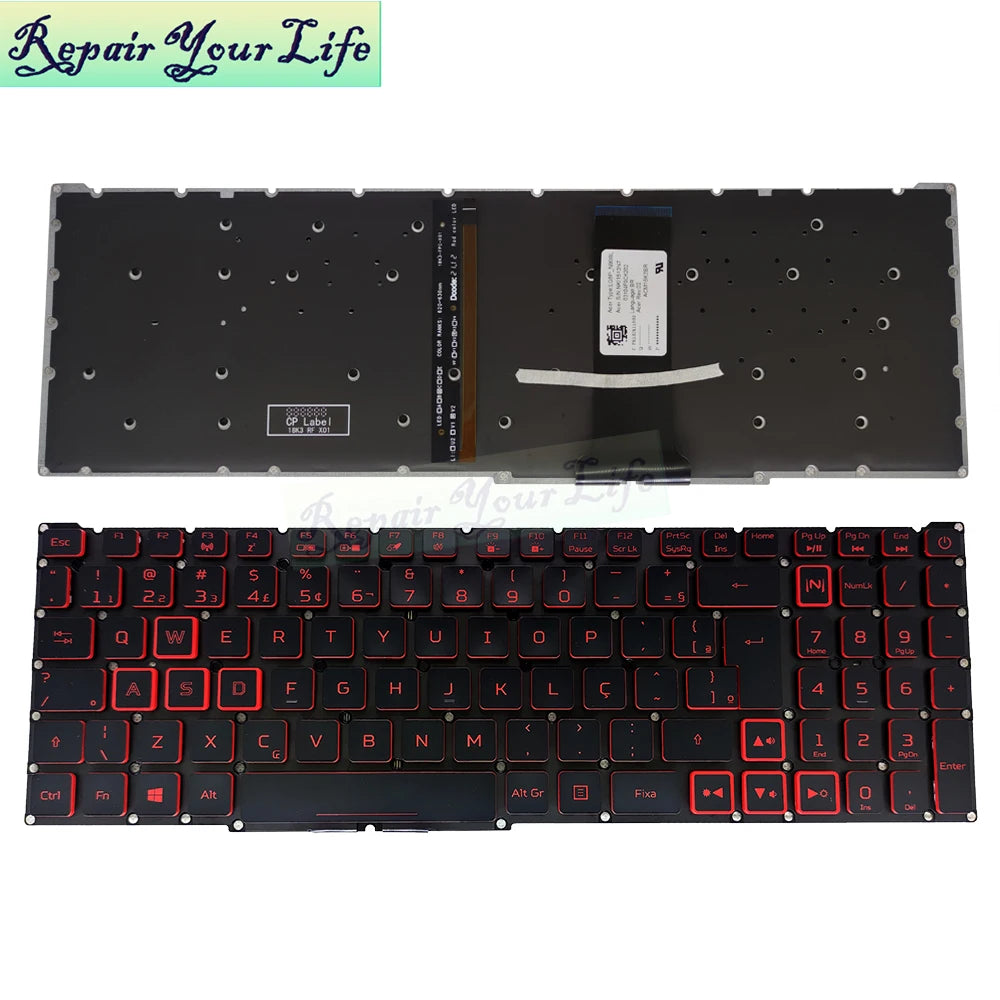 PT-BR Brasil US RU Tastatur mit Hintergrundbeleuchtung für Acer Nitro 5 AN515-54 AN515-43 AN517-52 AN517-51 AN517-54 AN715-51 Spanien LA IT TR GR FR