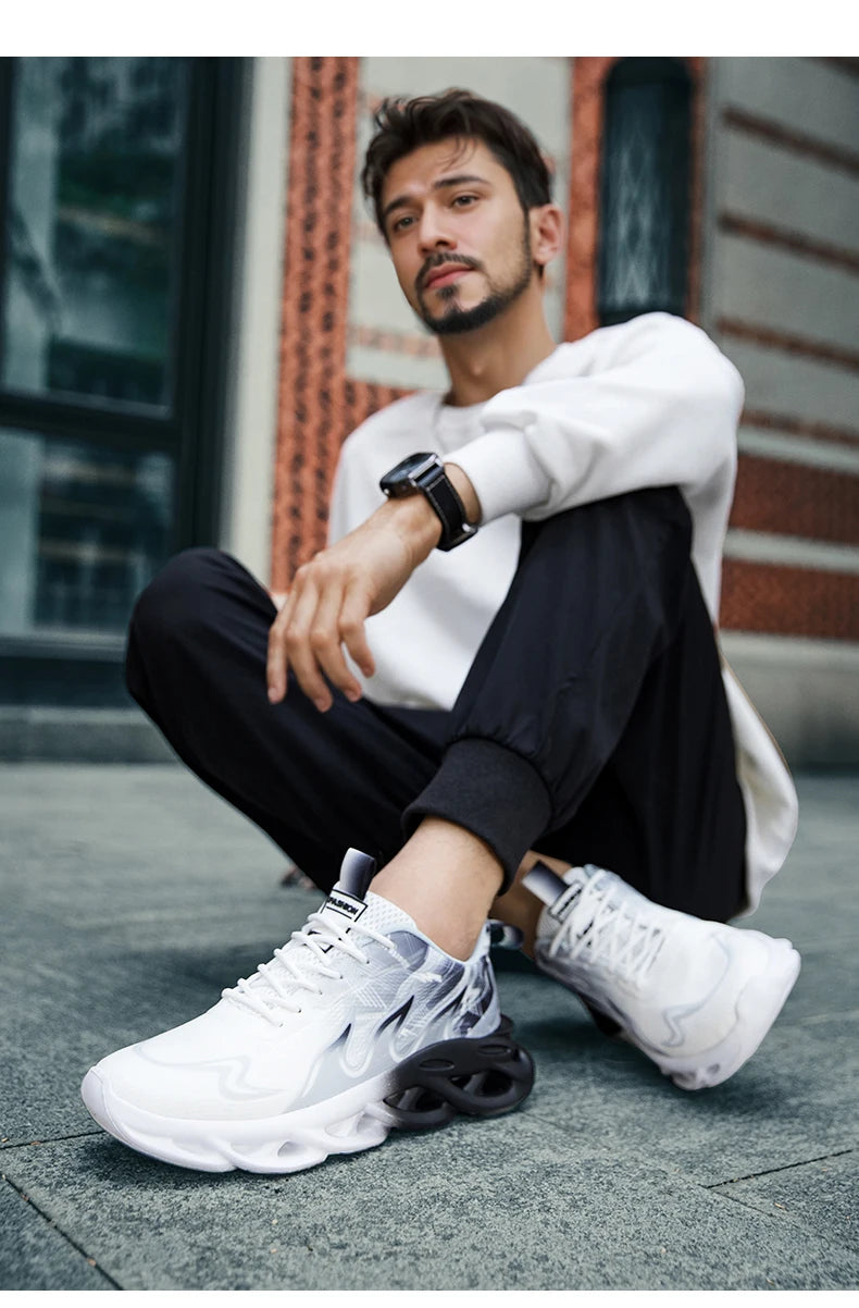 Men's Running Shoes Breathable Mesh Sports Shoes Cushioned Casual Sneakers Lightweight Comfortable Tennis Shoes Athletic Footwear