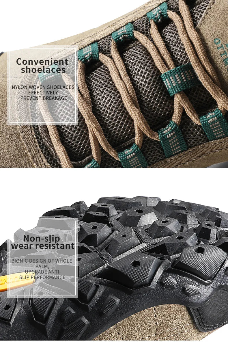 HUMTTO Hiking Shoes Men's Luxury Designer Winter Climbing Trekking Sneakers Leather Outdoor Sports Work Shoes 110282A