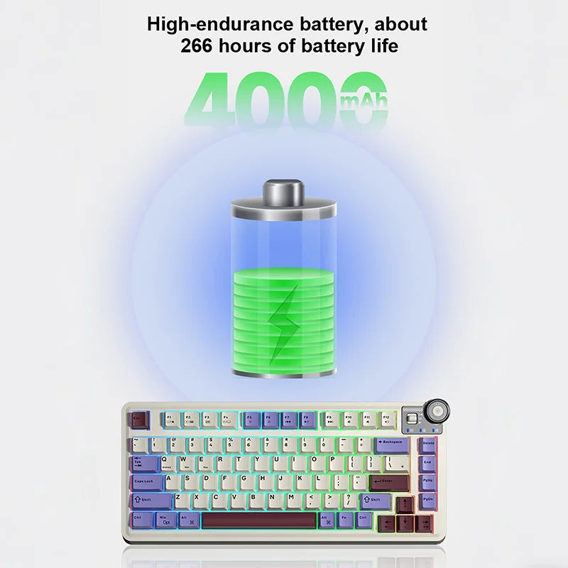 AULA AU75 E-Sports-Gaming-Mechanische Tastatur, Drei Modi, 81 Tasten, PBT-Tastenkappen, Hot-Swap-fähig, RGB, kabellose Tastatur für PC-Desktop und Tippen