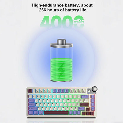 AULA AU75 E-Sports-Gaming-Mechanische Tastatur, Drei Modi, 81 Tasten, PBT-Tastenkappen, Hot-Swap-fähig, RGB, kabellose Tastatur für PC-Desktop und Tippen