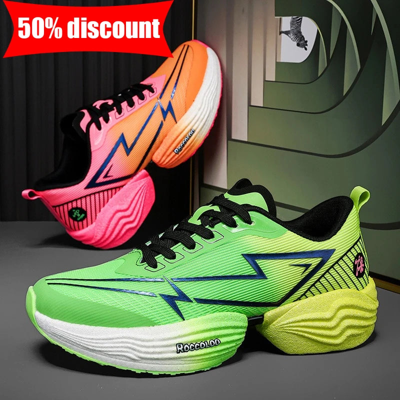 Couple Sports Shoes Professional Marathon Comfortable Jogging Shock-absorbing Training Shoes High Rebound Anti-Slip Racing Shoes