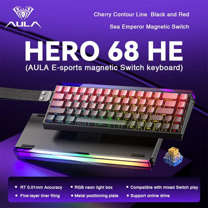 AULA HERO68 HE Tastatur mit Magnetschaltern, Rapid Trigger, 8K Polling Rate, Esports-Gaming-Tastatur, RGB, kabelgebundene mechanische Tastatur