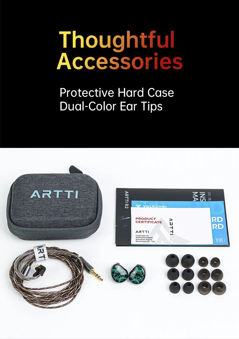 ARTTI T10&R1&R2 In-Ear HiFi Earphones Wired IEMs Monitors 14.2mm Planar Driver Textured Bass 0.78mm 2pin & 3.5MM/4.4MM Connector