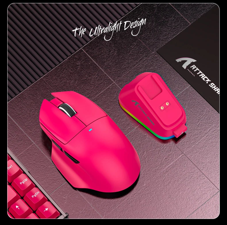 ATTACK SHARK V6 Wireless Gaming Superlight Mouse with RGB Magnetic Charging Dock, PAW3311 Sensor, Macro Gaming Mouse