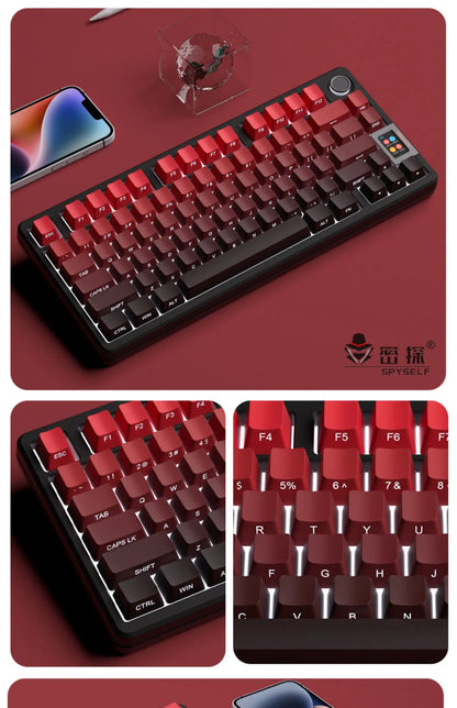 Nuovi keycap per tastiera meccanica da gaming 60/64/84/98/108 con switch MX, 135 tasti, profilo OEM, PBT, incisione laterale, sfumatura rosso e nero