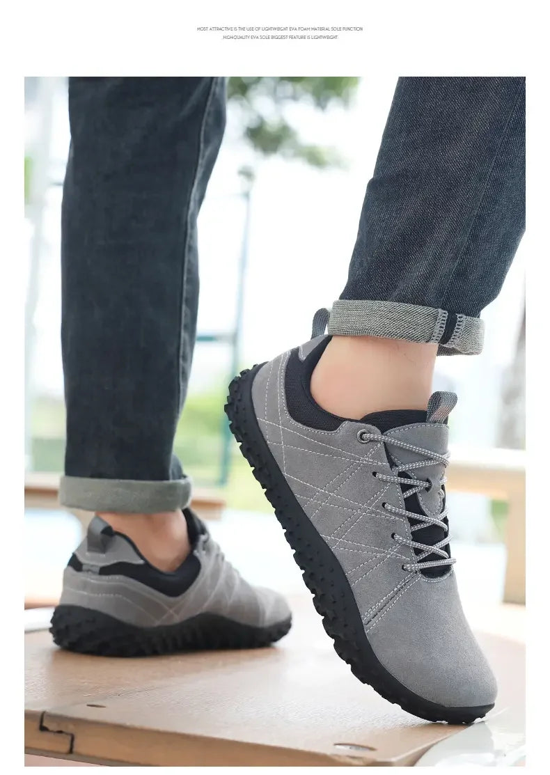 Suede Leather Shoes PU Fabric Wide Toe Shoe Anti-slip Hiking Shoe Workwear Men's Sports Shoes Women's Outdoor Walking Shoes