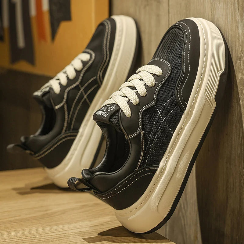 Ultraleichte atmungsaktive Mesh-Sneaker für Herren 2025 – modische Freizeitschuhe mit dicker Sohle, komfortable Schnür-Trainer für tägliche Spaziergänge