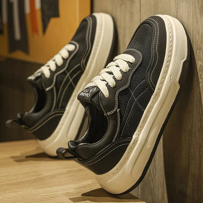 Ultraleichte atmungsaktive Mesh-Sneaker für Herren 2025 – modische Freizeitschuhe mit dicker Sohle, komfortable Schnür-Trainer für tägliche Spaziergänge