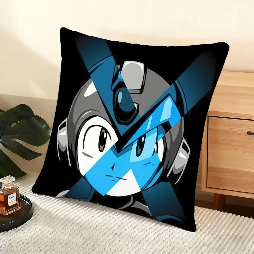 Game R-Rockman Megamans Cushion Cover Soft Short Plush Pillow Cover Smooth Cozy Texture Aesthetic Cushion Case Home Decor