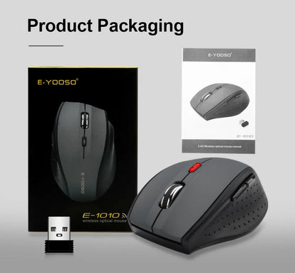 E-YOOSO E-1010 USB 2.4G Wireless Gaming Office Mouse 2400 DPI Optical Game Mice Ergonomic for Laptop PC Computer