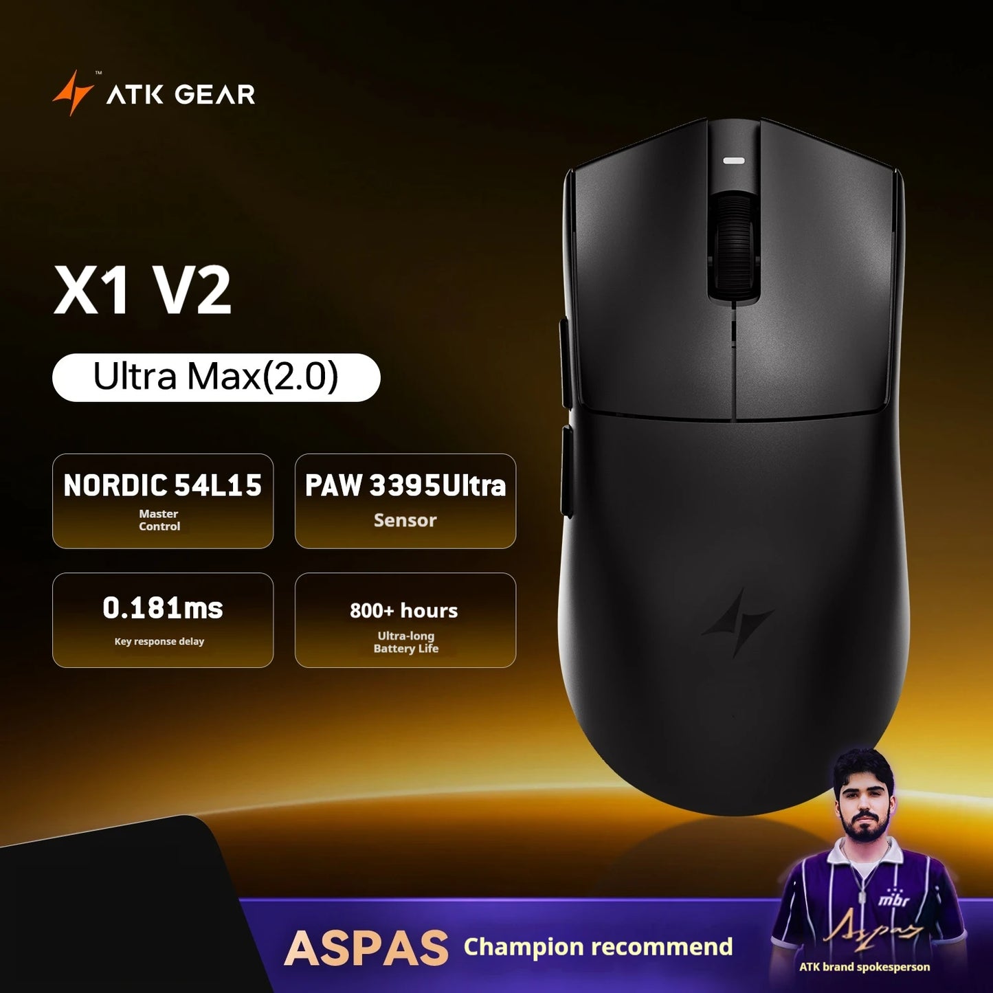 ATK X1 V2 Ultimate 2.0 mus trådløs Paw3950 ultralet 54g 750ips 0.163ms lav latenstid 650ips gamer nyt tilbehør gaver