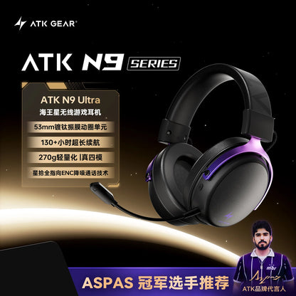 ATK Neptune N9 Wireless Gaming Headset – Low Latency eSports Headphones with Noise Cancelling Mic, Bluetooth 5.3, 4 Modes Dual Connection Gaming Headset