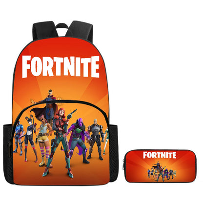 Zaino Fortnite Cartoon con tasca frontale e astuccio 2 pz - Set scolastico per bambini e bambine dai 5 agli 8 anni, regalo per il rientro a scuola