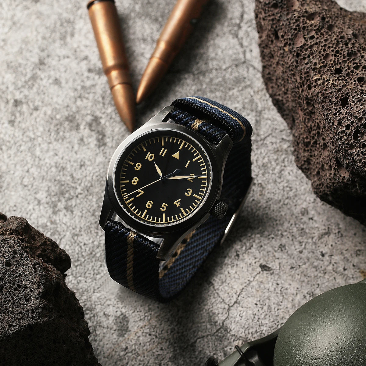 【Escapement Time】VH31 Quartz Movement Pilot Watch with Type-A or Type-B do the old black 38mm Case Waterproof 100M Sapphire