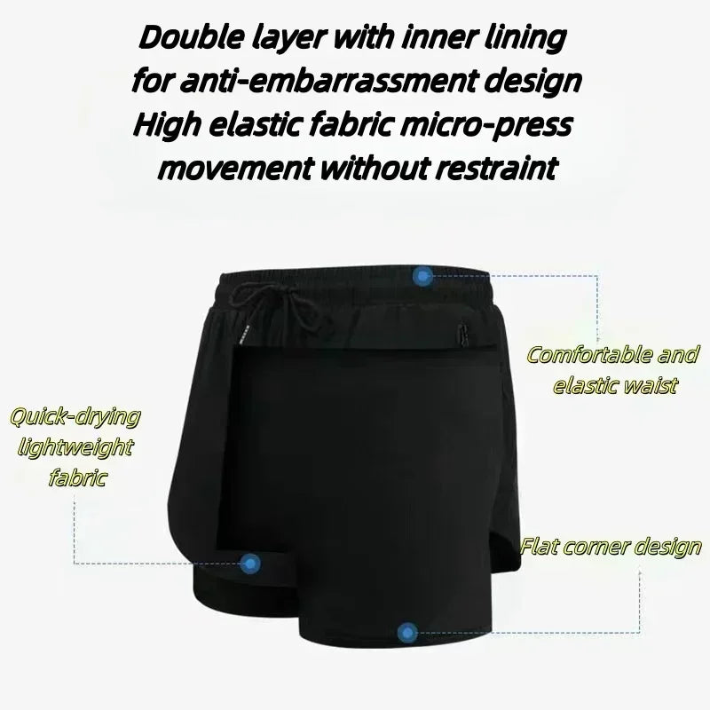 Pantaloncini da palestra da uomo Anime Demon Slayer ad asciugatura rapida, pantaloncini doppio strato 2 in 1, sportswear Y2K estate 2026, streetwear traspirante