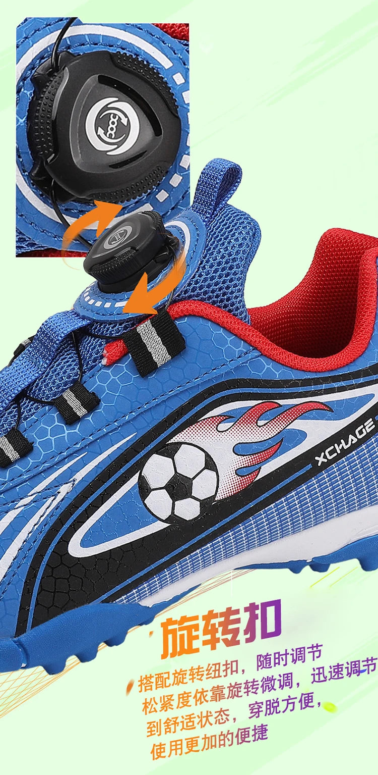 Children's Rotating Buckle Sneakers Students Competition Training Football Shoes Fashionable Lightweight Anti-slip Footwear