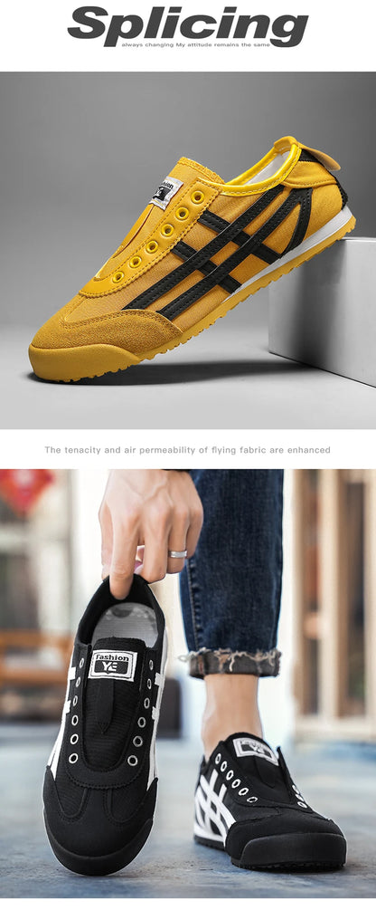 Men's Classic Running Shoes Lace-Up Flat Bottom Sports Shoes Soft Sole Walking Gym Breathable Couple Casual Canvas Tennis Shoes