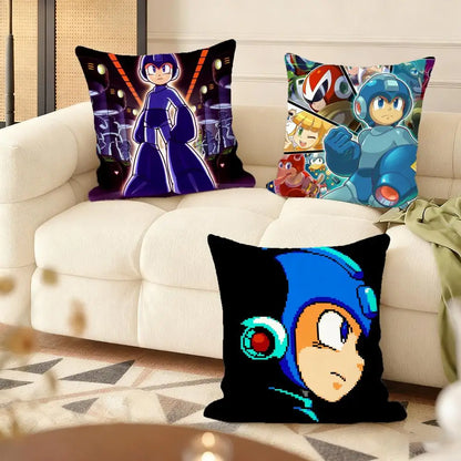 Game R-Rockman Megamans Cushion Cover Soft Short Plush Pillow Cover Smooth Cozy Texture Aesthetic Cushion Case Home Decor