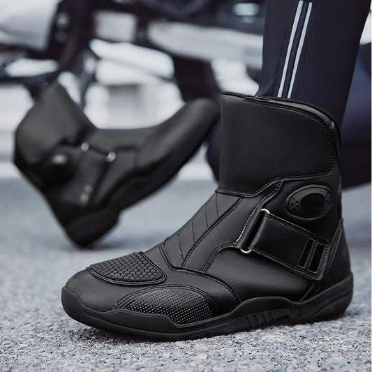 2025 New Men's Motorcycle Boots Outdoors Waterproof Safety Protection Motorcycle Shoes High Quality PU Leather Men Motos Boot