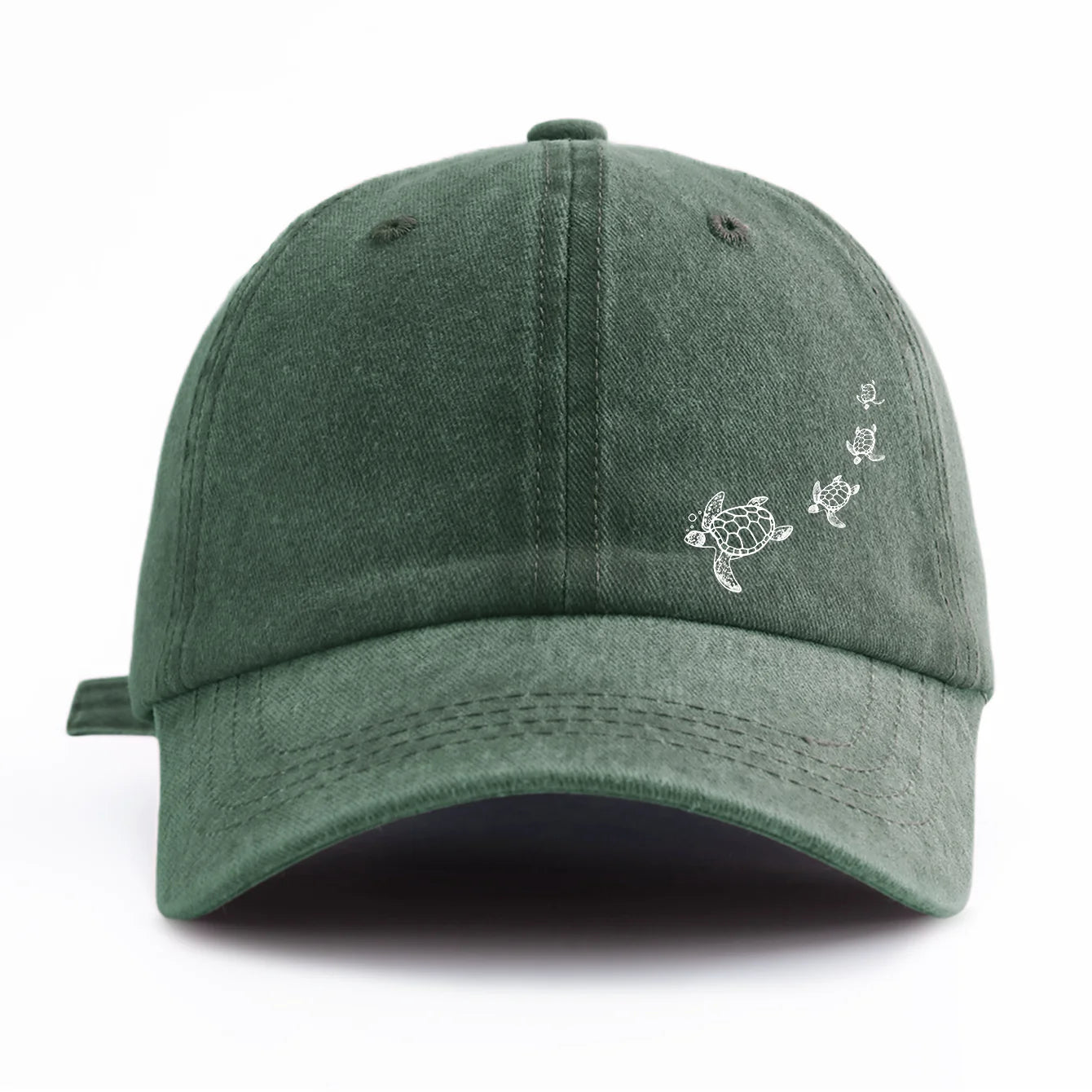 1pc Turtle Print Washed Baseball Cap for Adults,Minimalist Retro Style Casual Soft Adjustable Dad Hat,Perfect As Gift