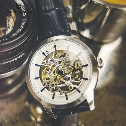 PAGANI DESIGN Business Man Watch Luxury Skeleton Hollow Leather Men's Wristwatch New Mechanical Male Clock