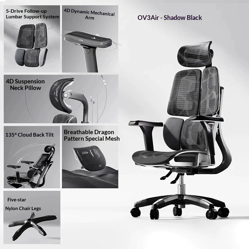 Ergonomischer Office-Mesh-Stuhl, moderner Executive-Computer- und Gaming-Stuhl, drehbar, rollbar und verstellbar