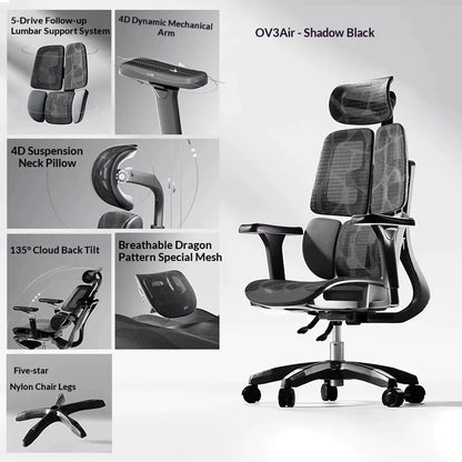 Ergonomischer Office-Mesh-Stuhl, moderner Executive-Computer- und Gaming-Stuhl, drehbar, rollbar und verstellbar
