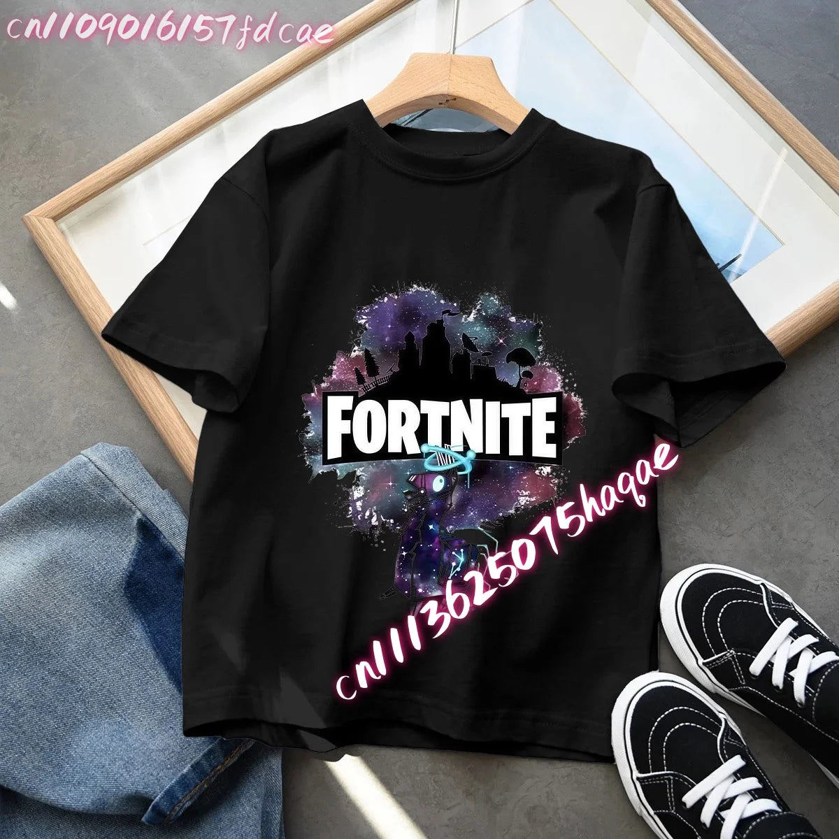 Fortnites Kids Black Cotton T-Shirt Fortress Night Baby Short Sleeve Tees Shirt Cartoon Boy Girl Summer Clothes Kawaii Tops Gift
