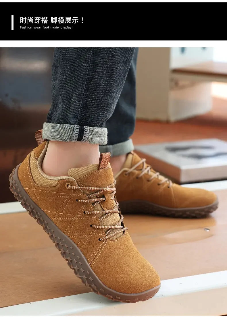Suede Leather Shoes PU Fabric Wide Toe Shoe Anti-slip Hiking Shoe Workwear Men's Sports Shoes Women's Outdoor Walking Shoes
