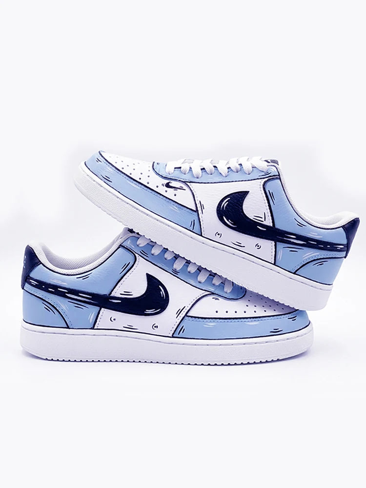 Custom Sneakers Custom Sneakers NIKE COURT VISION Messy Line Design Couple Matching Shoes Unisex Low-Top Skate Retro Shoes