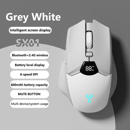 Warvank SX01 kabellose Gaming-Maus mit Smart-Screen-Display, 6-stufiger DPI-Einstellung, 600mAh Akku, leise Bluetooth-Maus fürs Büro