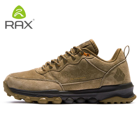 Rax Cowhide Hiking Shoes Men Outdoor Mountain Antiskid Climbing Sneakers wram Lightweight Trekking boots Sports casual shoes