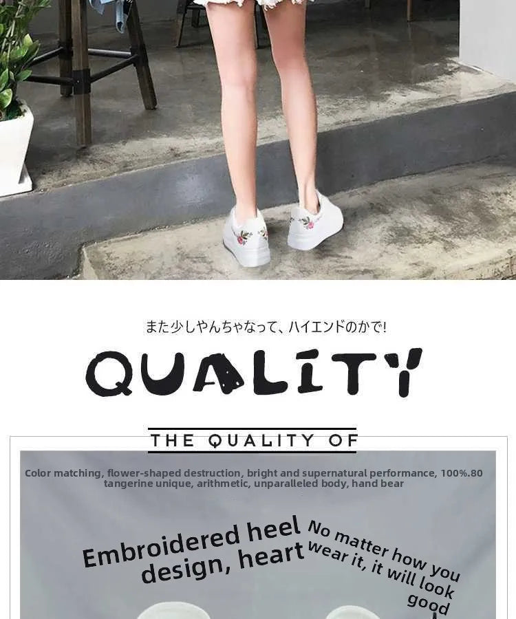 Shoes 2025 Women Running Spring Autumn Fashion White Breathable Embroidered Flower Lace-Up Casual Sneakers Women's Shoes