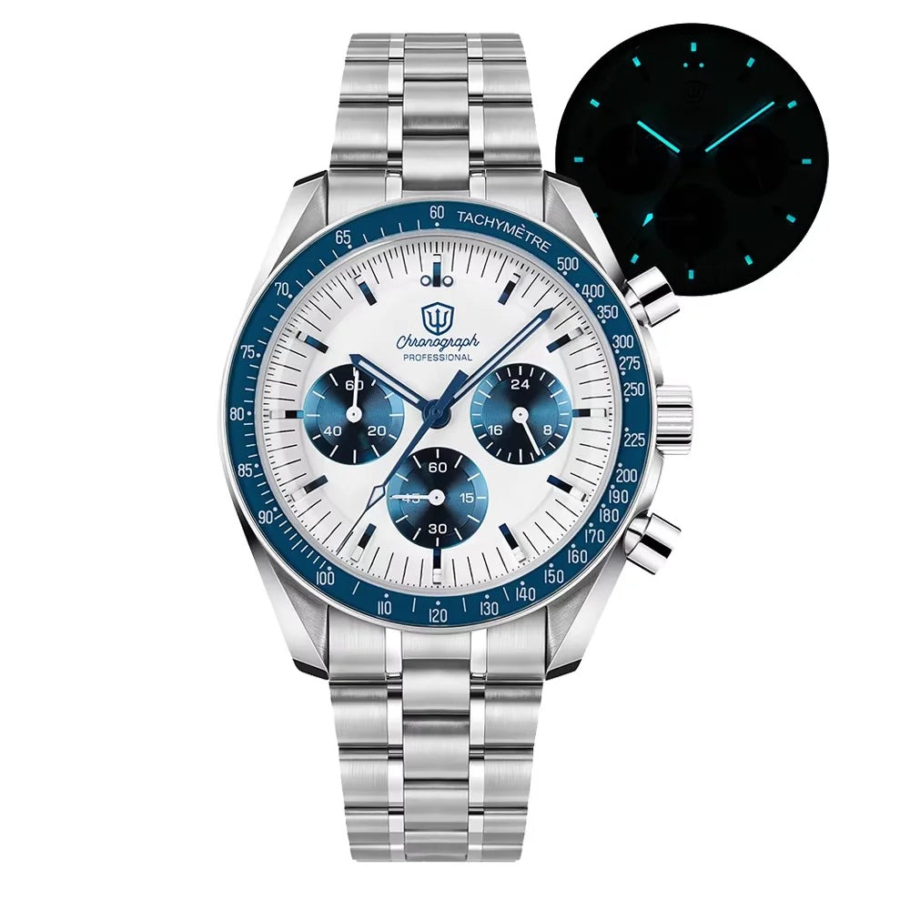 Orologio da uomo Watchdives New Wd1863 al quarzo VK63, cronografo con vetro zaffiro bombato, impermeabile, 39 mm, in acciaio, top brand, orologio business di lusso