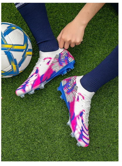 New Men's Soccer Shoes Cleats High-Quality Football Boots Hot-Selling Sneakers Grass Non-Slip Boys Match Outdoor High-Top Light