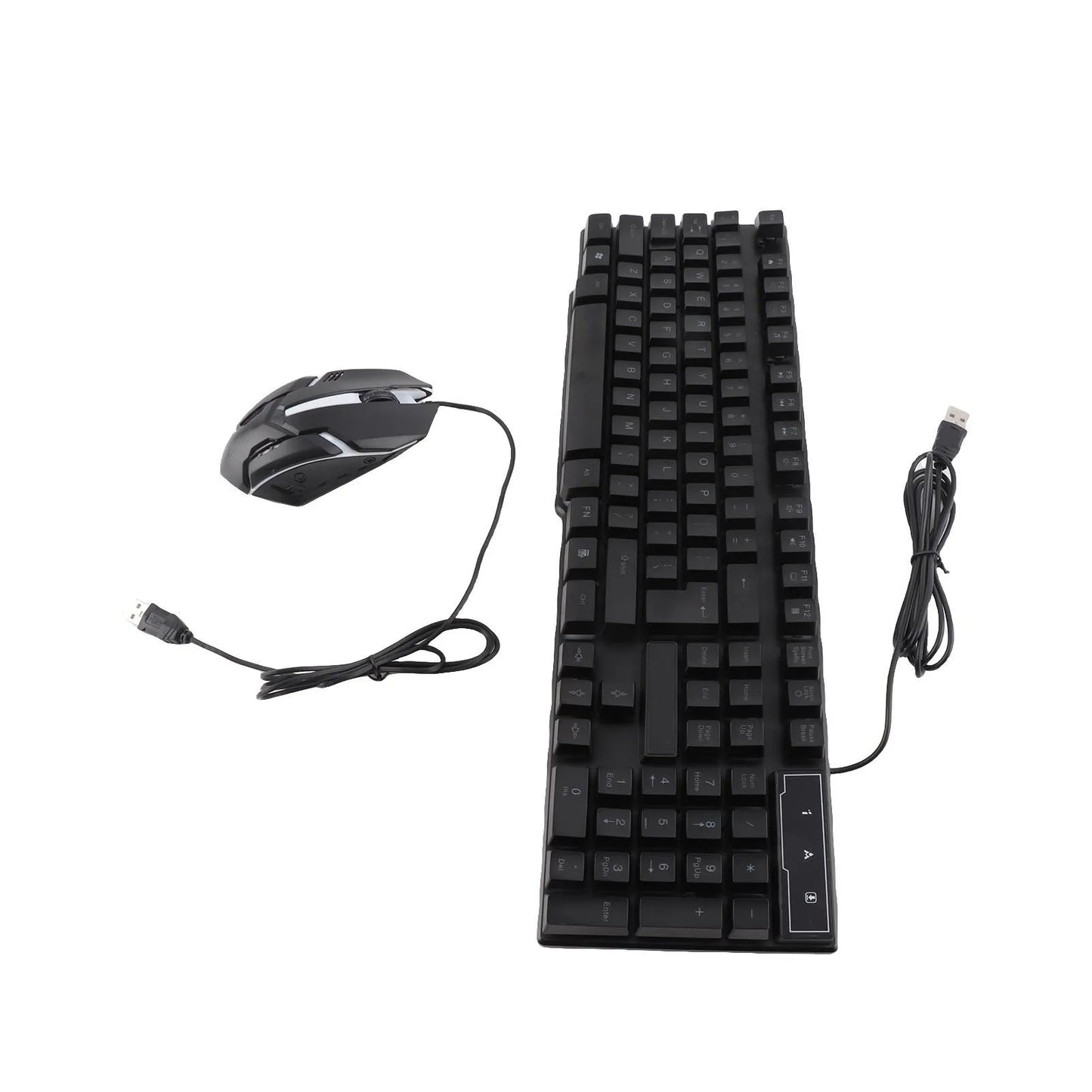 Combo gaming 4 pezzi tastiera e mouse, tastiera ergonomica 104 tasti, mouse con luce breathing a 4 colori, cuffie e tappetino per mouse antiscivolo