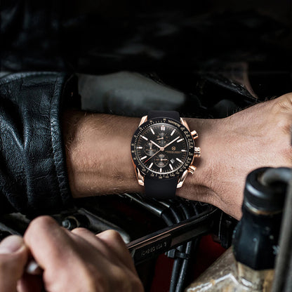 PAGANI DESIGN New 45mm Men Quartz Watch Rubber Belt Men's Luxury Watch Fashion Casual Sports Male Clock Relogio Maasculino