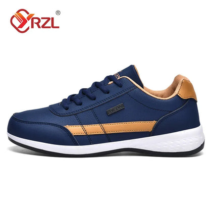 YRZL Herren-Schuhe Frühling Herbst Wasserdichte Walking-Sneaker Freizeit-Herren-Ledersportschuhe Rutschfeste Tennis-Schuhe für Herren