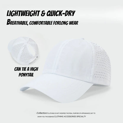 1pc Quick Drying Tongue Baseball Caps for Women Summer Protection Breathable Mesh Breathable Cap Stylish Adjustable Ponytail Hat