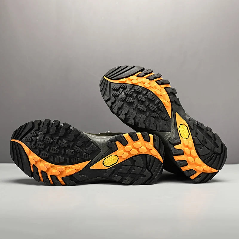 HIKEUP High-Top Men Hiking Boots Winter Outdoor Shoes Lace-Up Non-Slip Sports Casual Trekking Boots Men Suede Warm Shoes