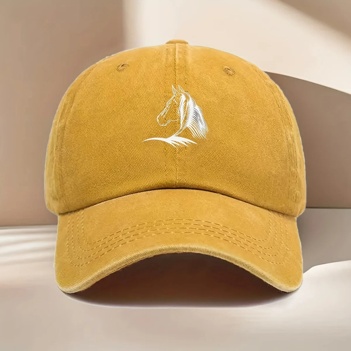 1pc Women's Horse Print Baseball Cap,Elegant Horse Head Design,Durable Textile Fabric,All-Season Casual Hat,suitable for Travel