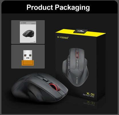 E-YOOSO X-31 Pro USB Gaming Large Mouse, Supports Bluetooth 2.4G Wireless, PAW3212 4800 DPI for Gamer Mice, Computer, Laptop, PC