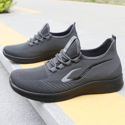 Men's Fashionable Solid Woven Knitted Running Shoes - Lightweight, Breathable, Non-Slip - Perfect Sports Shoes for Outdoors