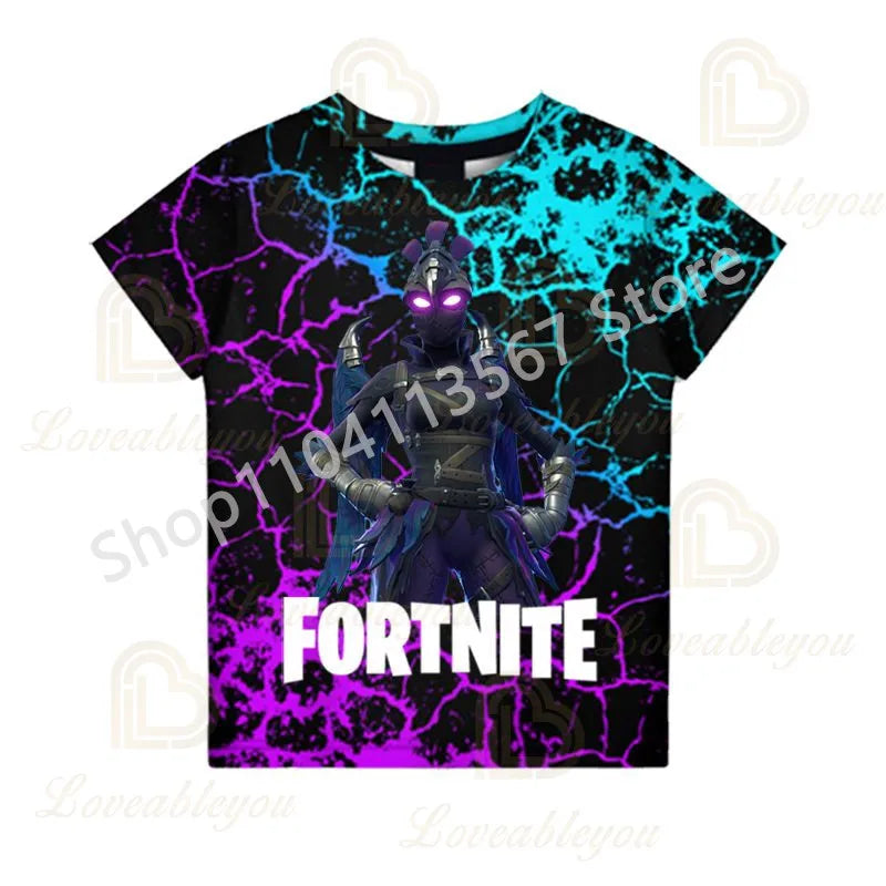 Młodzieżowa koszulka F-Fortnited inspirowana grą battle, dla dorosłych, z krótkim rękawem, letni T-shirt dla nastolatków, chłopców i dziewcząt