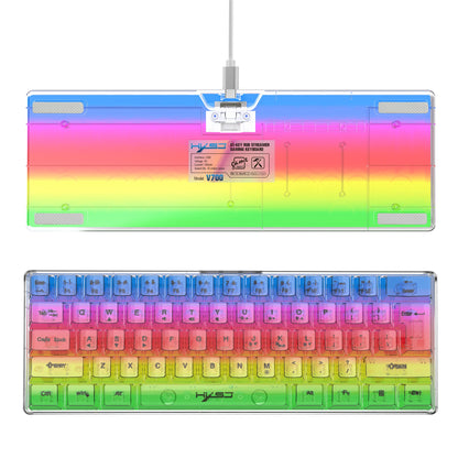 Tastiera gaming trasparente cablata HXSJ 60%, retroilluminazione RGB, ultra-compatta, impermeabile, 61 tasti, per PC/Mac