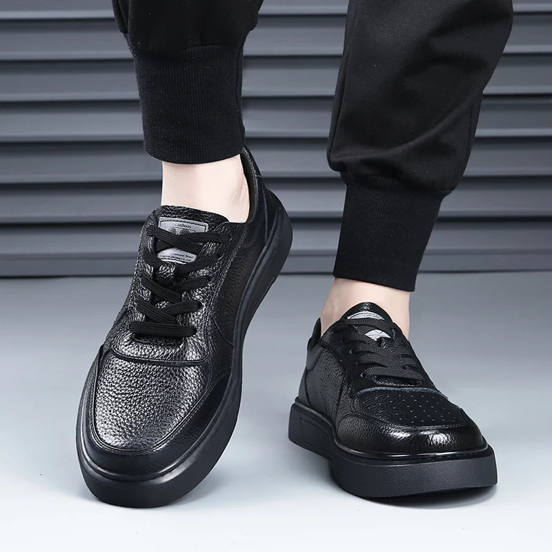 DIMANYU Men's Sneakers Genuine Leather 2026 New Summer Casual Shoes Men Platform Lace-Up Simple Fashion Breathable Shoes Men